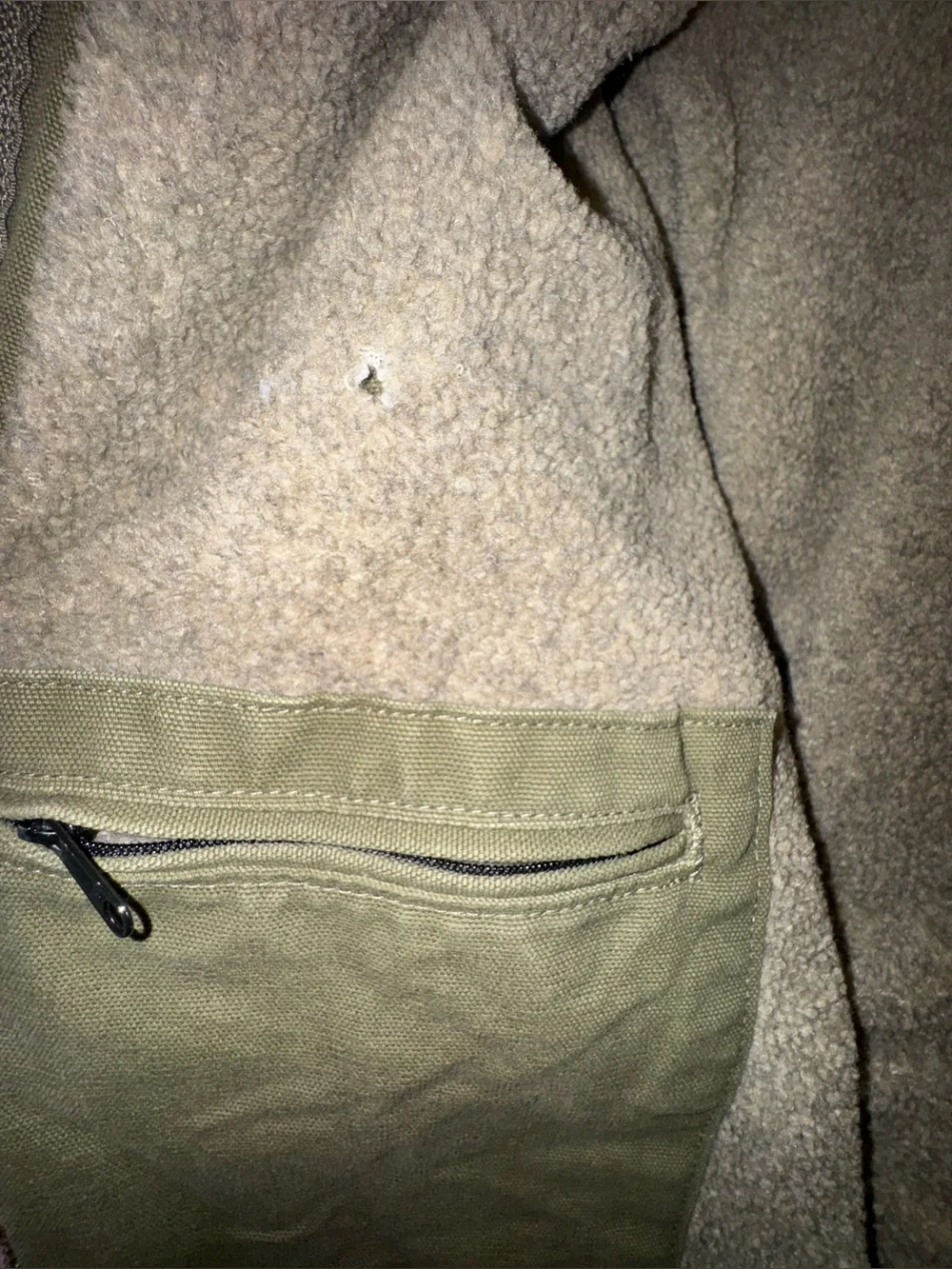 Carhartt J141 Sierra Jacket Sherpa Lined Olive Green Distressed XL